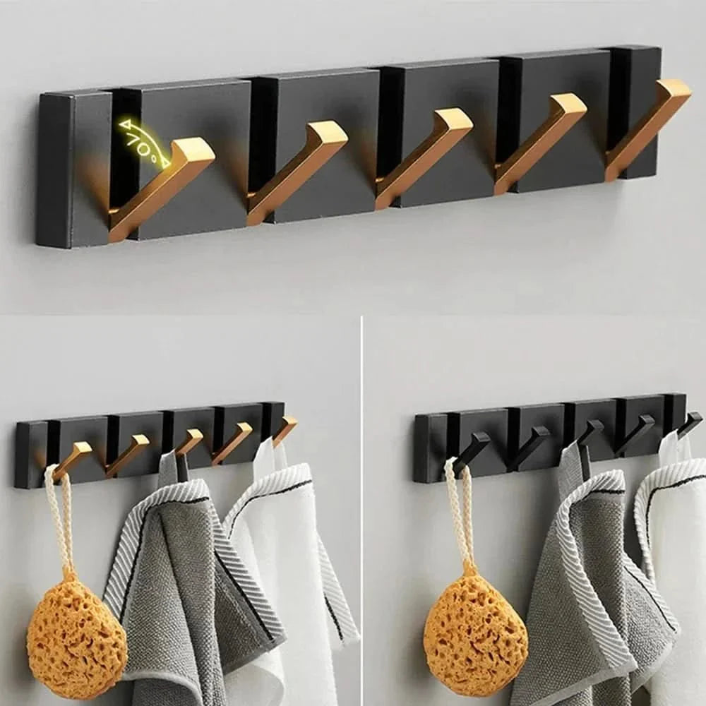 Gancio Fold | Luxe Inklapbare Wandhaken – Ruimtebesparend Aluminium – Zwart & Goud