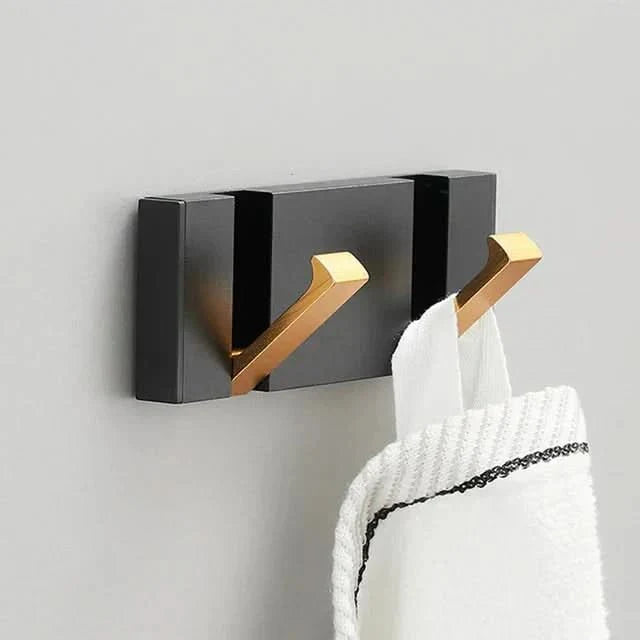 Gancio Fold | Luxe Inklapbare Wandhaken – Ruimtebesparend Aluminium – Zwart & Goud