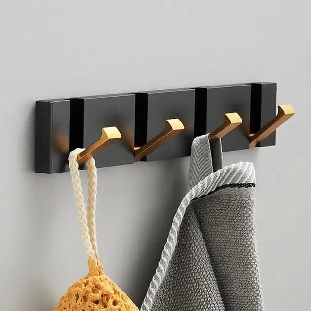 Gancio Fold | Luxe Inklapbare Wandhaken – Ruimtebesparend Aluminium – Zwart & Goud