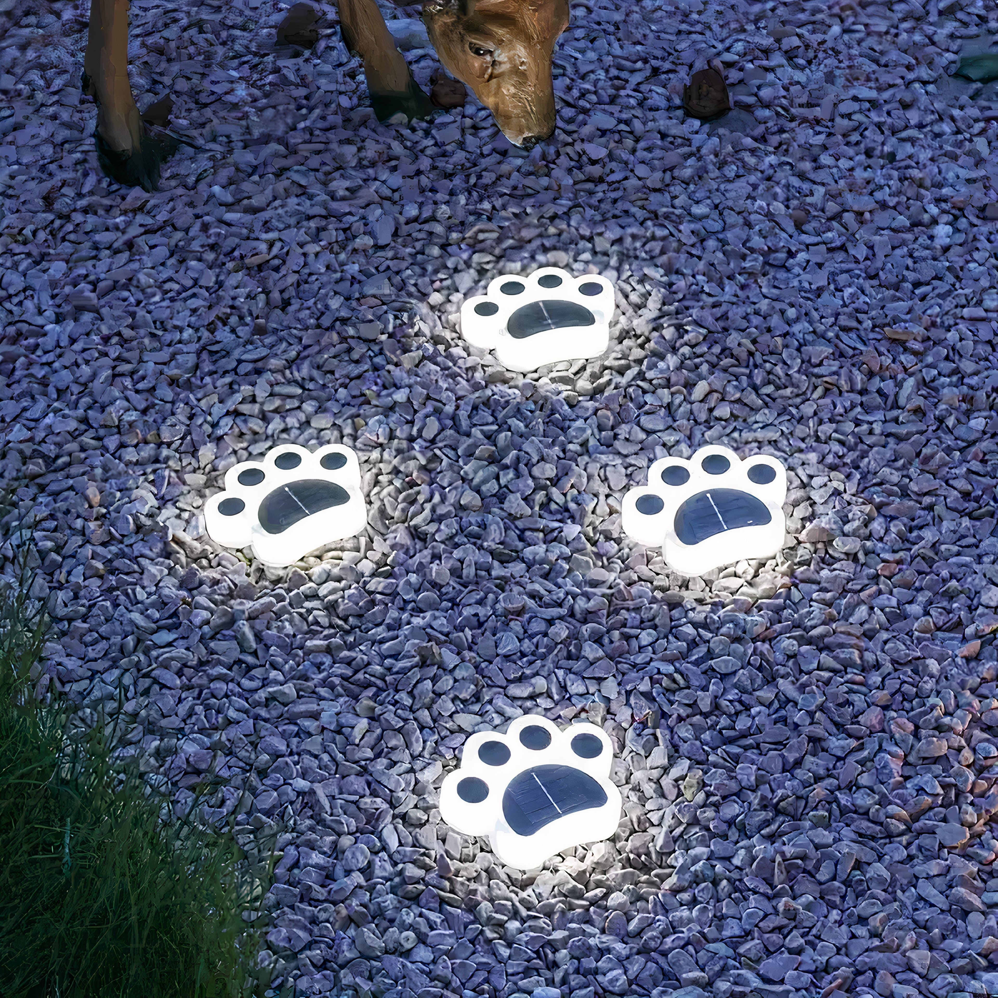 PawGlow | Solar Tuinverlichting – Pootafdruk Design – Warmwit LED – Set voor Hondenliefhebbers