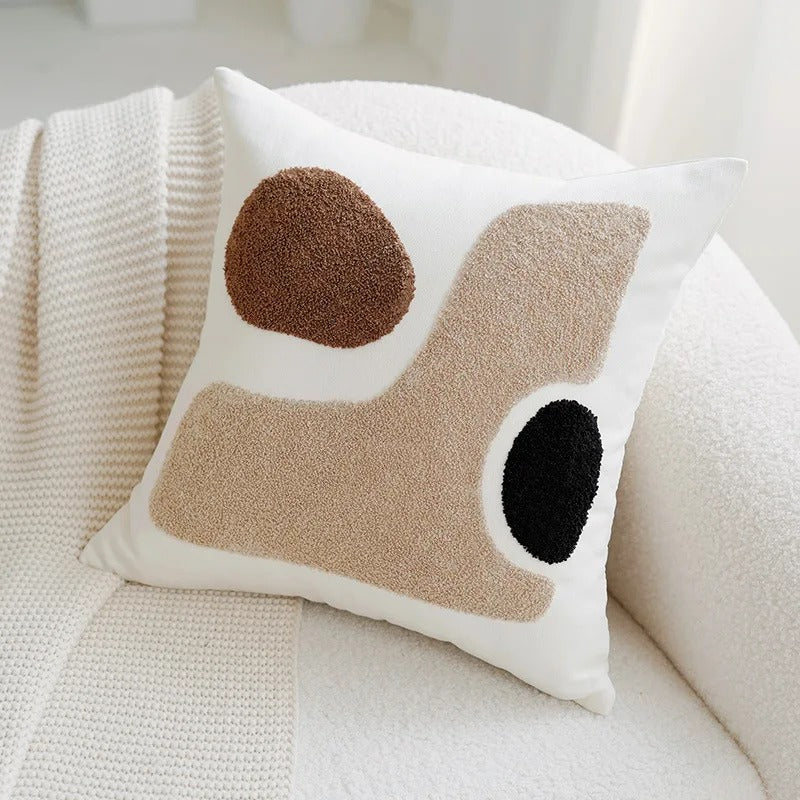 Mika | Vintage Patchwork Kussenhoezen – Zachte Decoratieve Kussens in Bruin & Crème