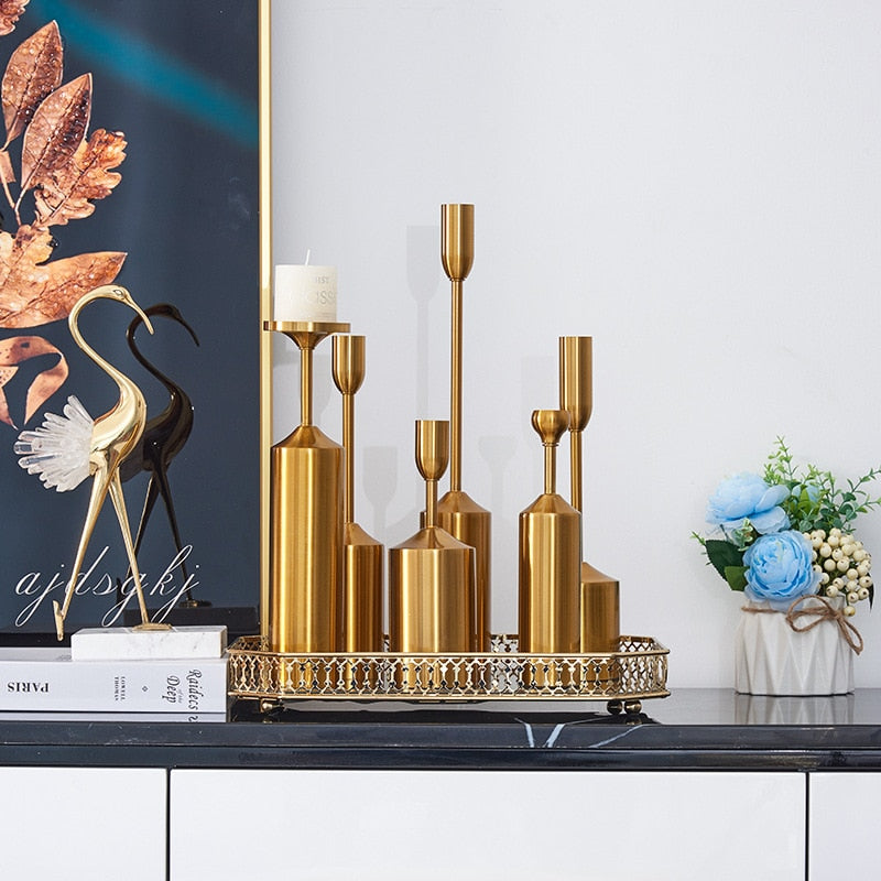 AstaDorata | Luxe Gouden Kandelaars – Minimalistisch Metaal – Verschillende Maten – Modern Design