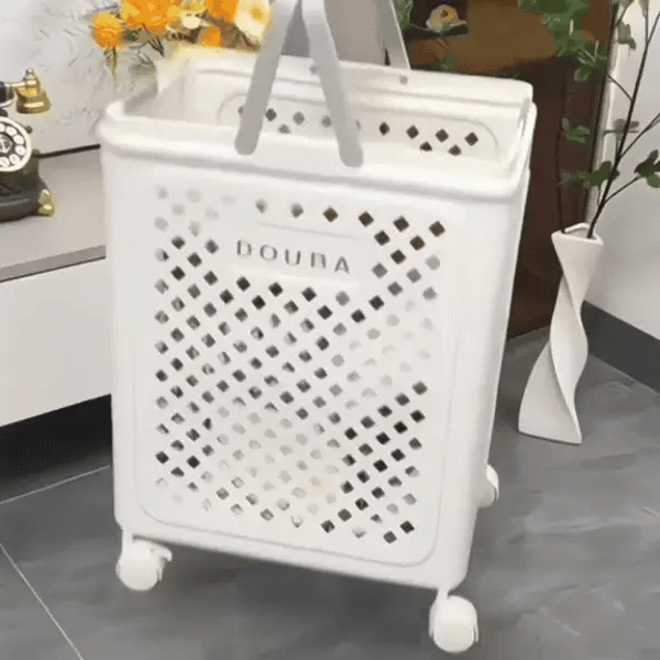Smidig | Opvouwbare Wasmand met Wieltjes – Ruimtebesparend & Mobiel Design