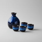Ao Sora | Luxe Japanse Sake Set – Handgemaakt Keramiek – Indigo Blauw – 5-delig