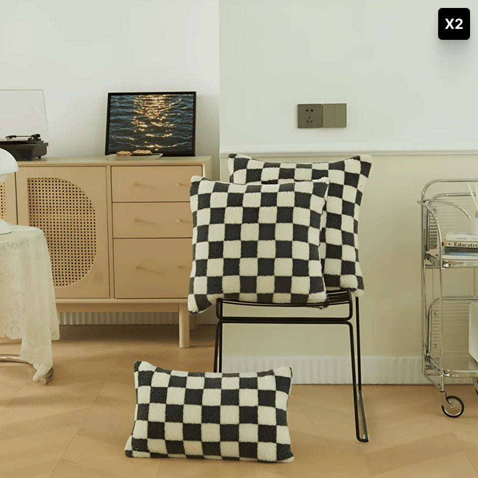 Scacco | Moderne Kussenhoes met Schaakbord Design – Zachte Stof • (x1/x2/x4/x6)