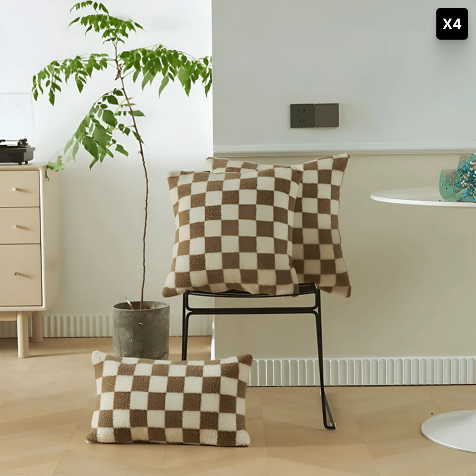 Scacco | Moderne Kussenhoes met Schaakbord Design – Zachte Stof • (x1/x2/x4/x6)
