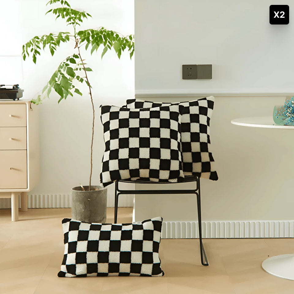 Scacco | Moderne Kussenhoes met Schaakbord Design – Zachte Stof • (x1/x2/x4/x6)