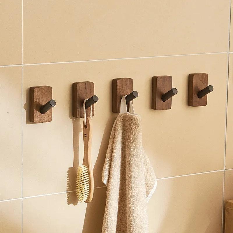 Zelfklevende Wandhaken – Set van 3/5 – Hout & Metaal | Essentia
