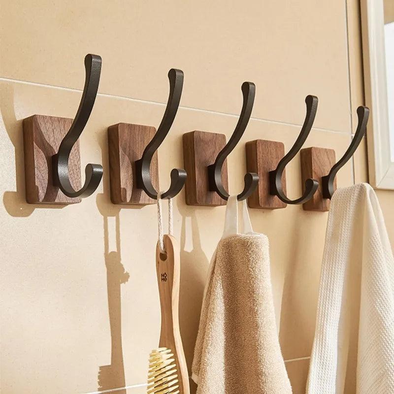 Zelfklevende Wandhaken – Set van 3/5 – Hout & Metaal | Essentia