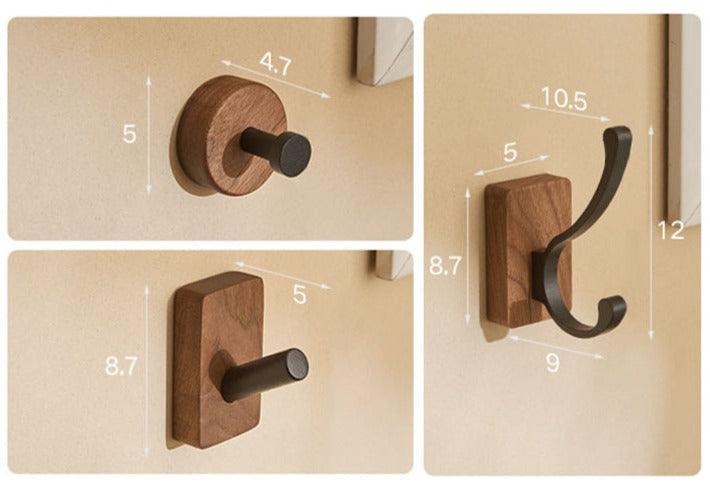 Zelfklevende Wandhaken – Set van 3/5 – Hout & Metaal | Essentia