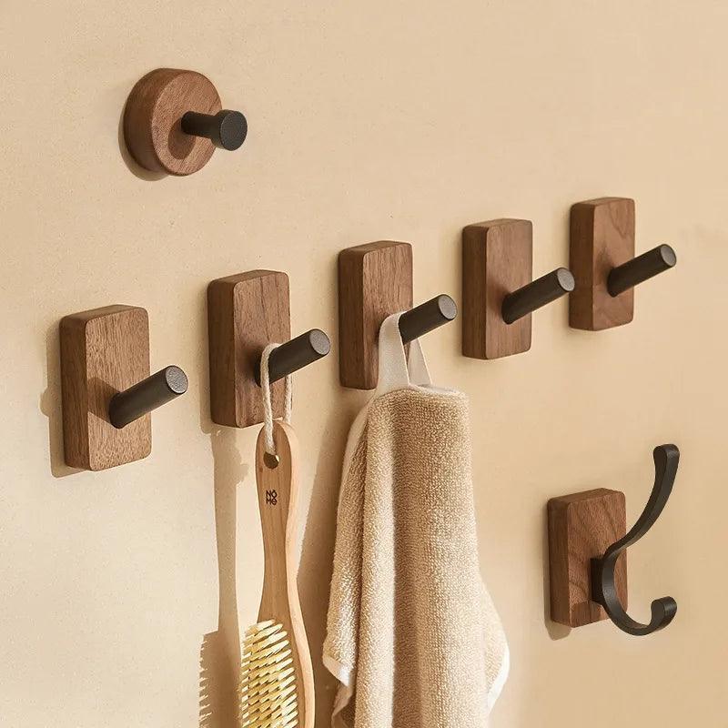 Zelfklevende Wandhaken – Set van 3/5 – Hout & Metaal | Essentia