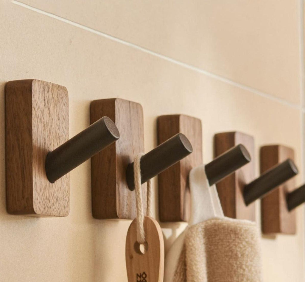 Zelfklevende Wandhaken – Set van 3/5 – Hout & Metaal | Essentia