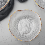 FrostGlaze | Luxe Glazen Serveerschalen – Goudingelegde Rand – Noors Design