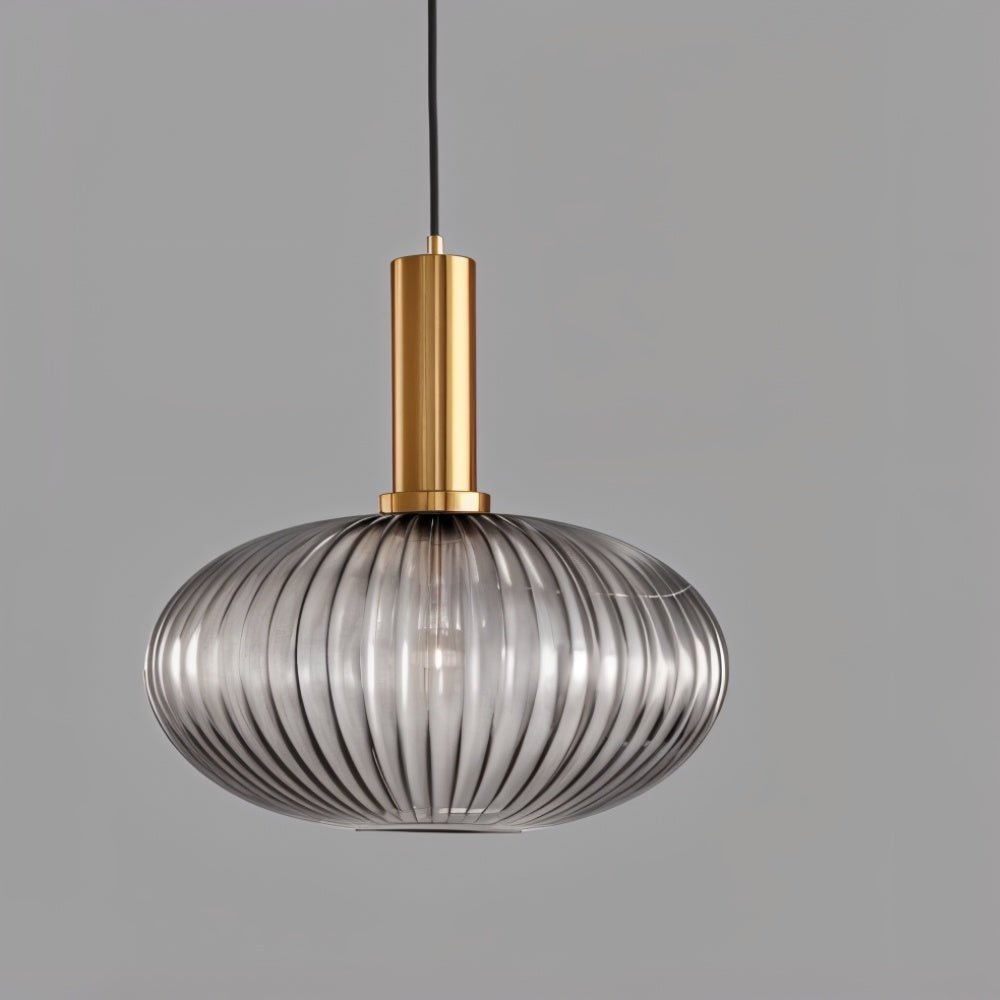 Glazen Hanglamp – Geribbeld Glas – Messing – E27 | LuceVetro