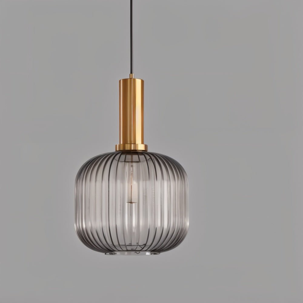 Glazen Hanglamp – Geribbeld Glas – Messing – E27 | LuceVetro