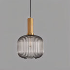 Glazen Hanglamp – Geribbeld Glas – Messing – E27 | LuceVetro