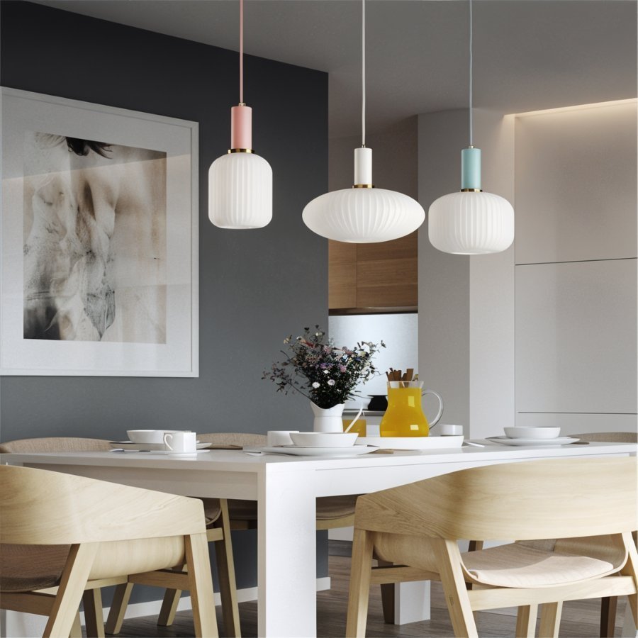Glazen Hanglamp – Geribbeld Glas – Messing – E27 | LuceVetro