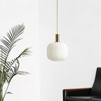 Glazen Hanglamp – Geribbeld Glas – Messing – E27 | LuceVetro