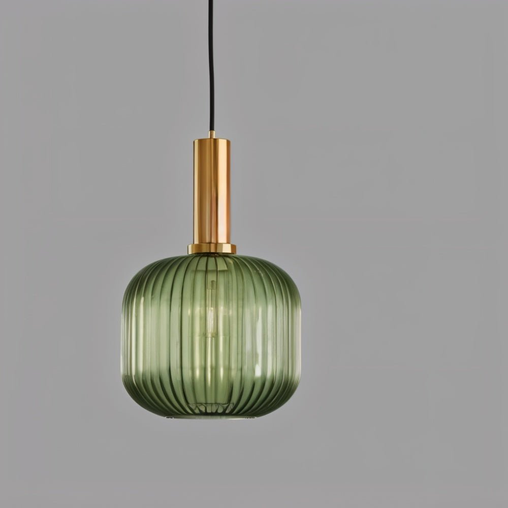 Glazen Hanglamp – Geribbeld Glas – Messing – E27 | LuceVetro