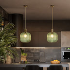 Glazen Hanglamp – Geribbeld Glas – Messing – E27 | LuceVetro