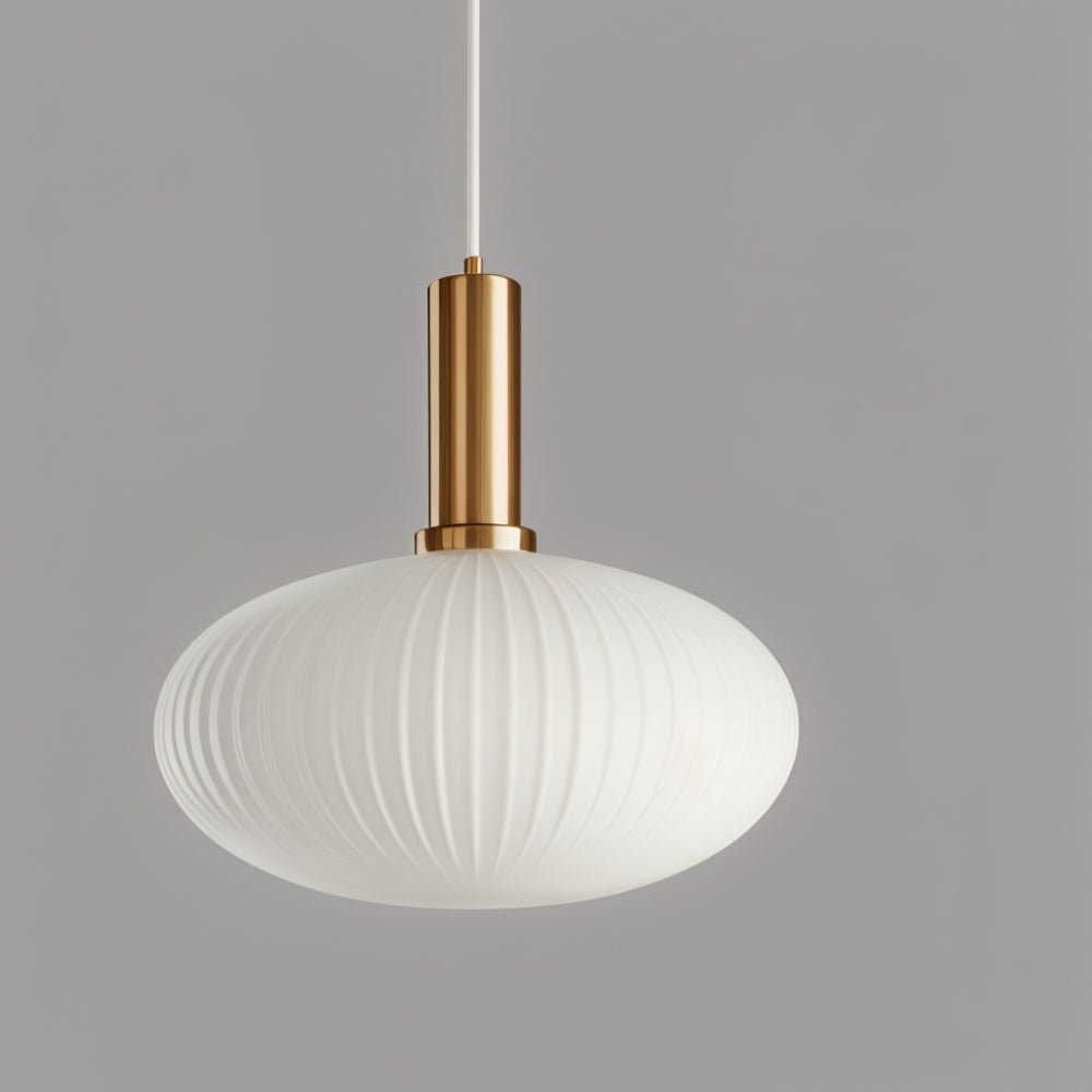 Glazen Hanglamp – Geribbeld Glas – Messing – E27 | LuceVetro