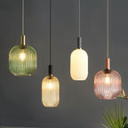Glazen Hanglamp – Geribbeld Glas – Messing – E27 | LuceVetro
