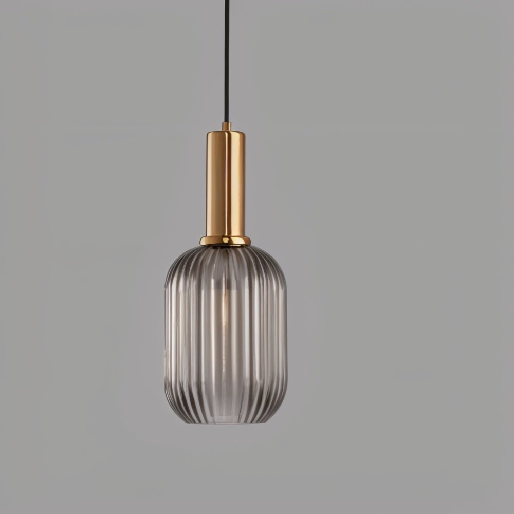 Glazen Hanglamp – Geribbeld Glas – Messing – E27 | LuceVetro
