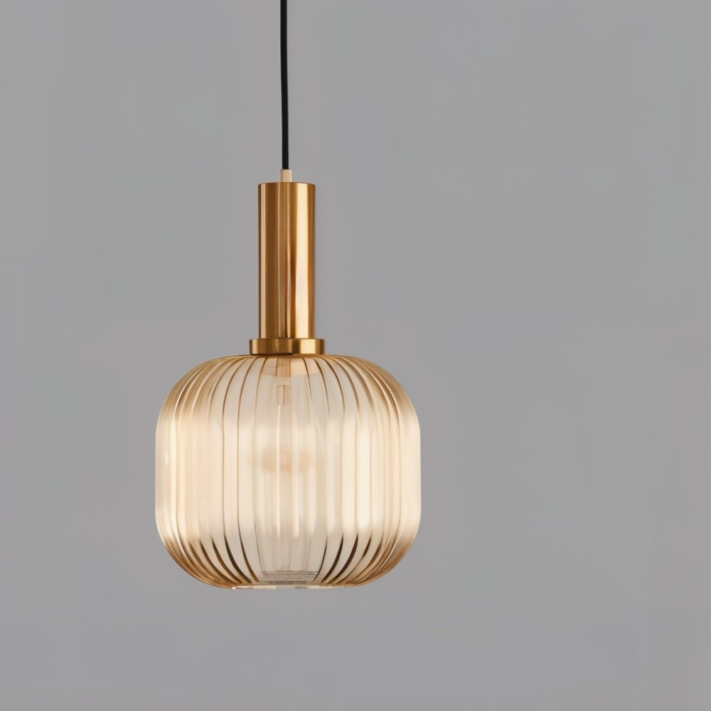 Glazen Hanglamp – Geribbeld Glas – Messing – E27 | LuceVetro