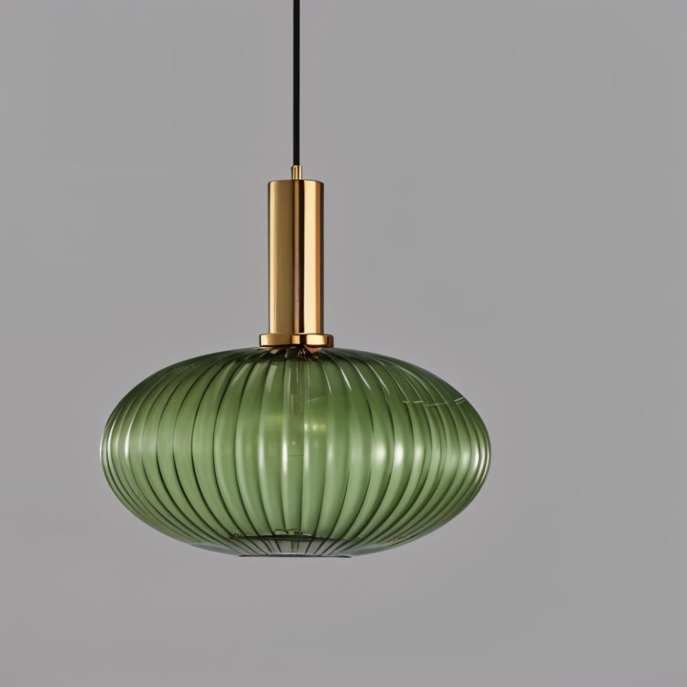 Glazen Hanglamp – Geribbeld Glas – Messing – E27 | LuceVetro