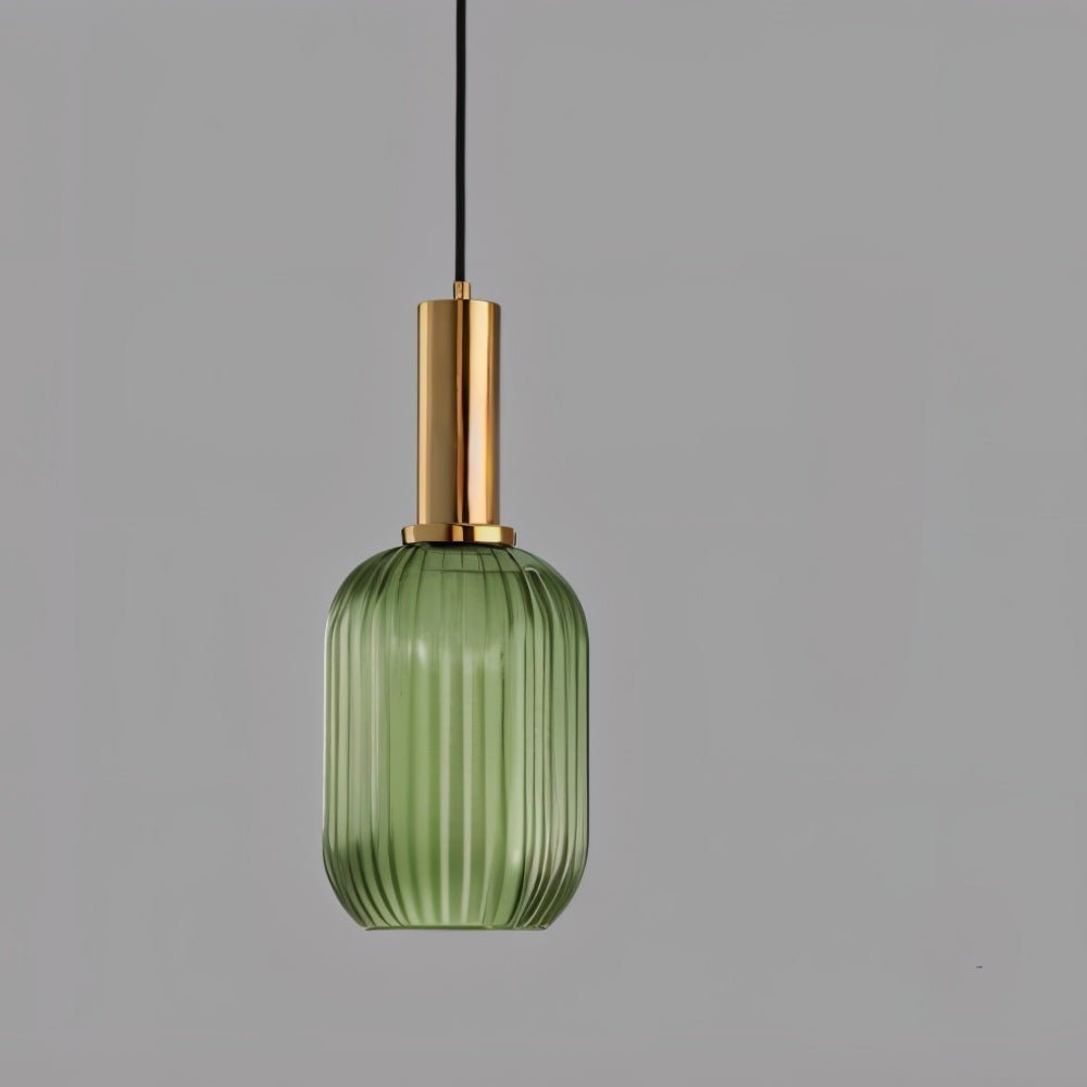 Glazen Hanglamp – Geribbeld Glas – Messing – E27 | LuceVetro