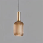 Glazen Hanglamp – Geribbeld Glas – Messing – E27 | LuceVetro
