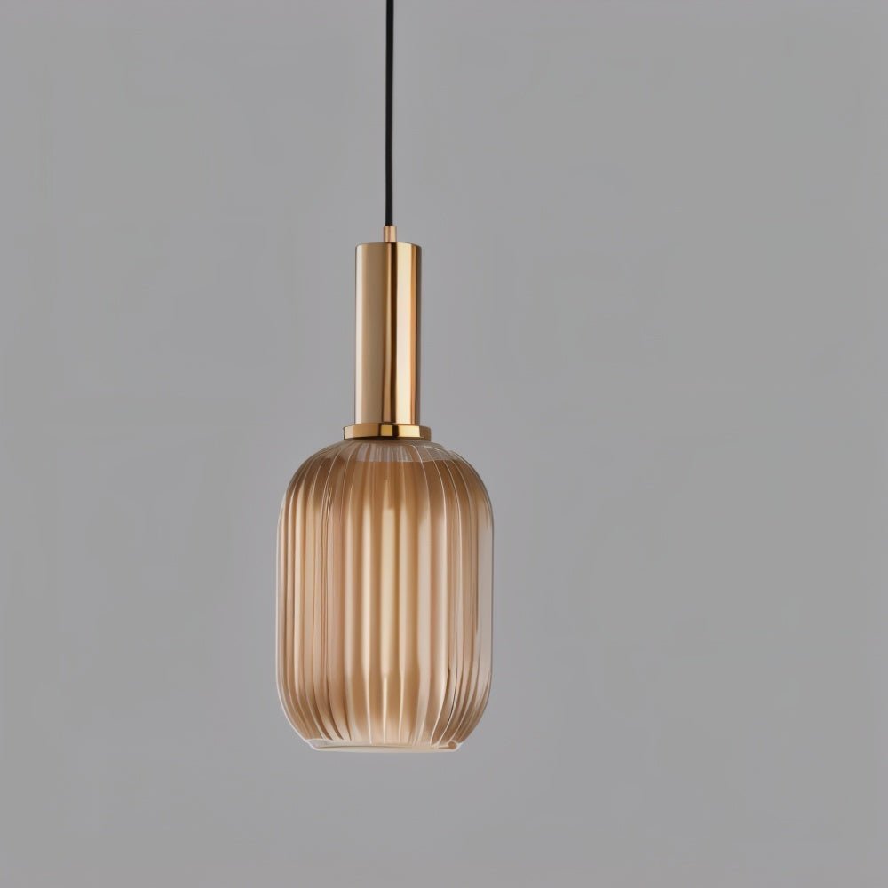 Glazen Hanglamp – Geribbeld Glas – Messing – E27 | LuceVetro
