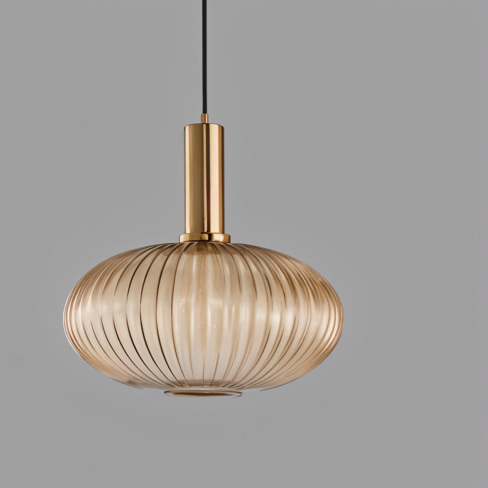 Glazen Hanglamp – Geribbeld Glas – Messing – E27 | LuceVetro