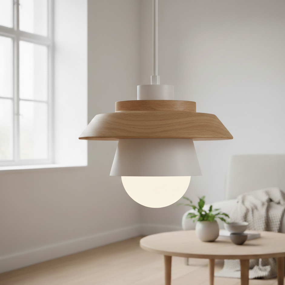 Nordic Dolci | Scandinavische LED Hanglamp – Pastel Design – Hout & Metaal