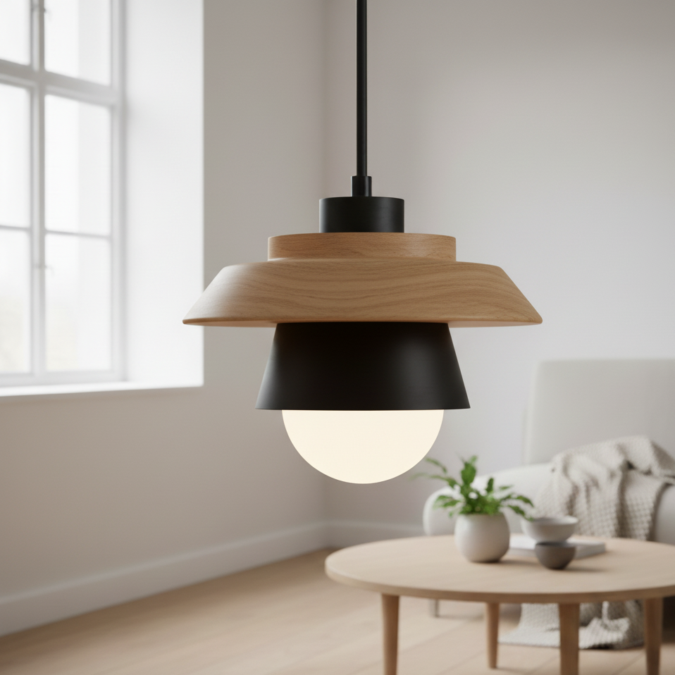 Nordic Dolci | Scandinavische LED Hanglamp – Pastel Design – Hout & Metaal